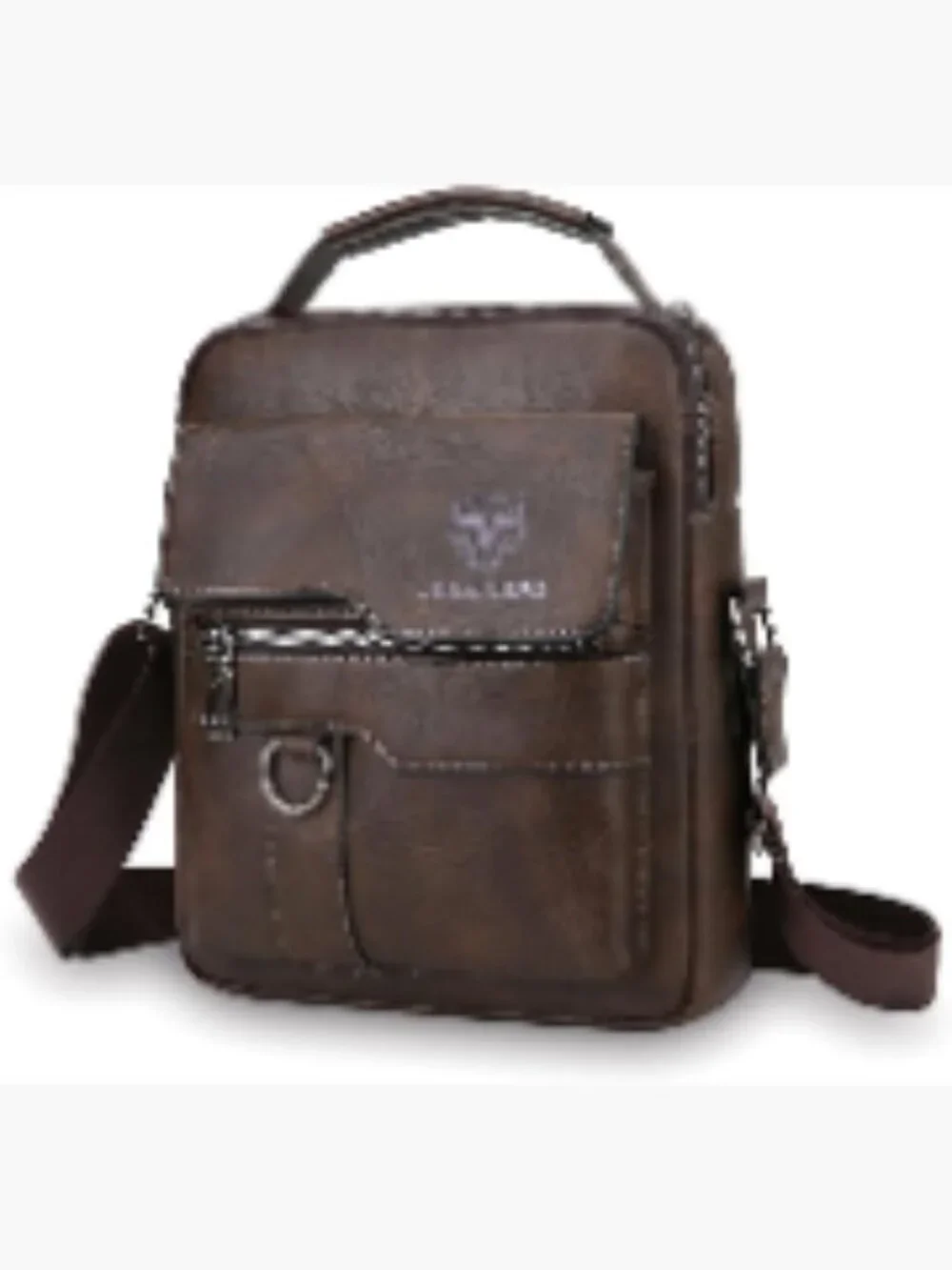 LEBULLBRO Men's Leather Sling Bag Crossbody Messenger with Multiple Pockets